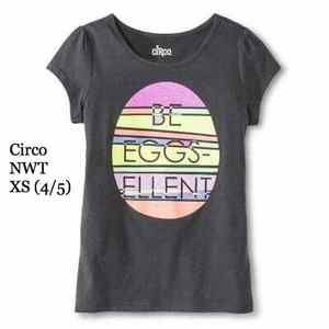 Circo Girls Easter Egg Short Sleeve‎ T-Shirt Size XS (4/5) Gray "Be Eggs-Ellent"